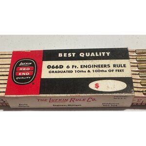 Lufkin X46 Red End Engineer Rule 72” Folding Wood Ruler Brass Slide USA 89916